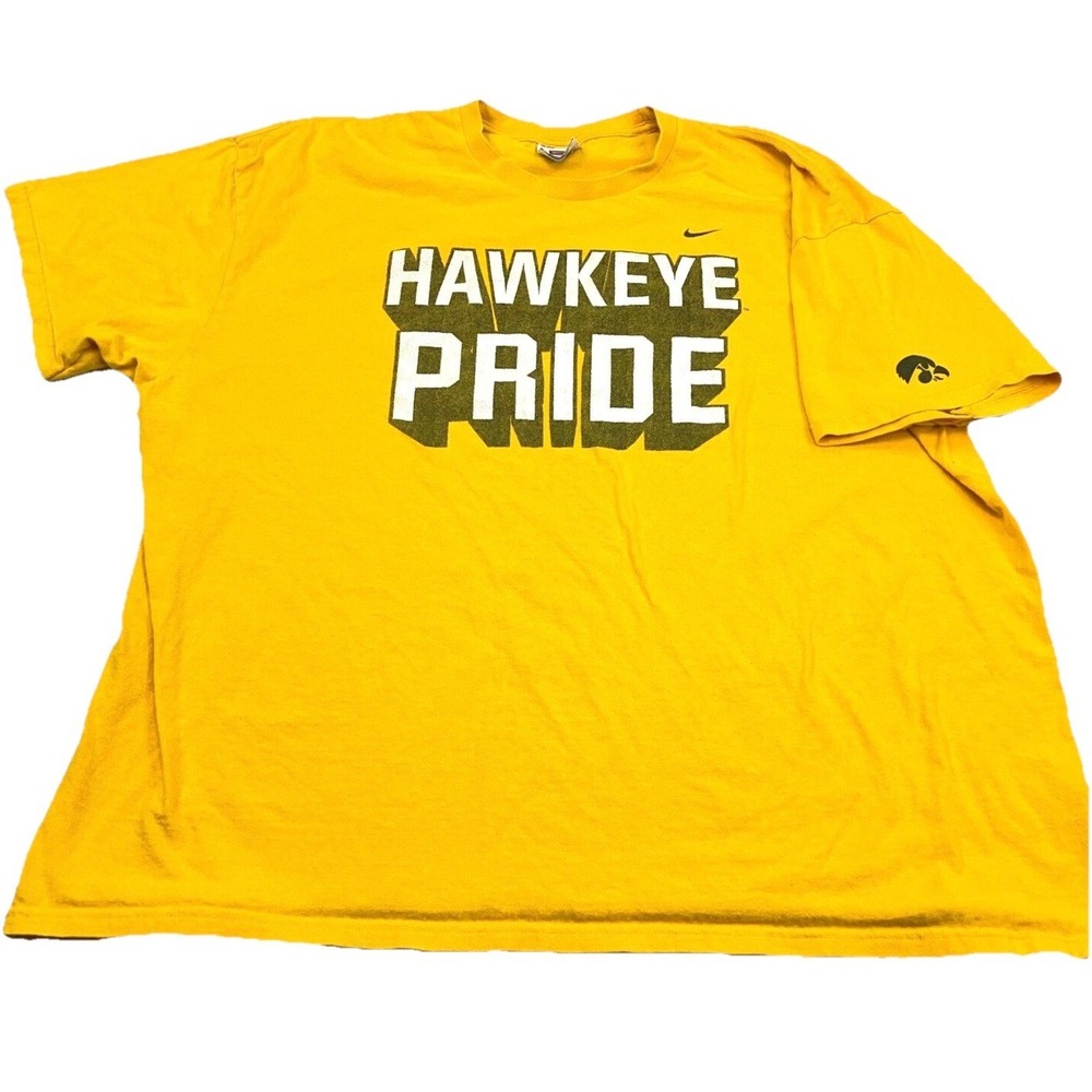 Vintage Iowa Hawkeyes Shirt Men 3XL Yellow Nike Tee T Y2K 2000s Pride‎ Adult